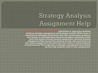 Strategy Analysis Assignment Help