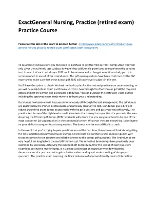 Exact General Nursing, Practice (retired exam) Practice Course