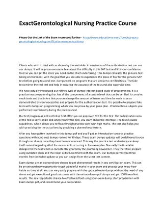 Exact Gerontological Nursing Practice Course