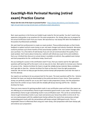 Exact High-Risk Perinatal Nursing (retired exam) Practice Course