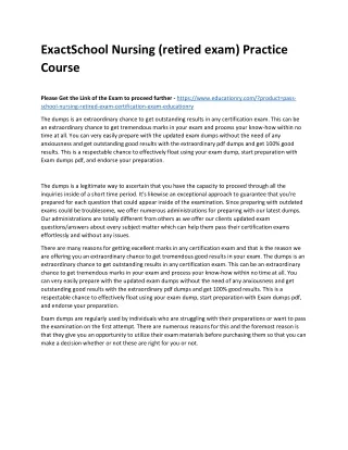 Exact School Nursing (retired exam) Practice Course