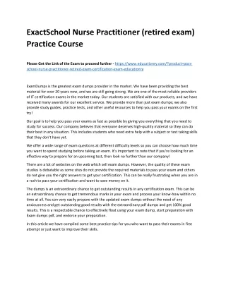 Exact School Nurse Practitioner (retired exam) Practice Course