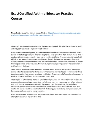 Exact Certified Asthma Educator Practice Course