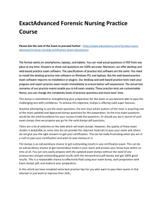 Exact Advanced Forensic Nursing Practice Course