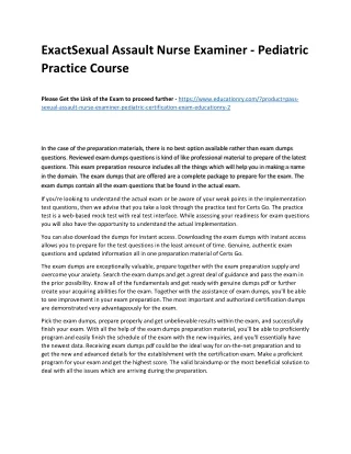 Exact Sexual Assault Nurse Examiner - Pediatric Practice Course