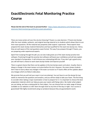 Exact Electronic Fetal Monitoring Practice Course