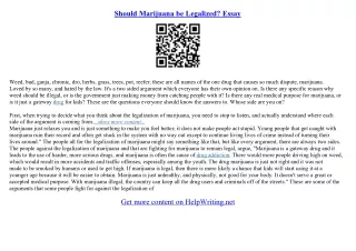 argument essay on legalizing weed