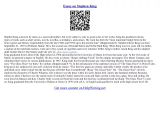 stephen king essay