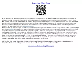 a good cause and effect essay