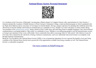 national honor society personal essay