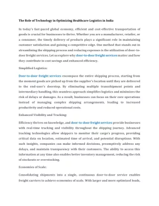 The Role of Technology in Optimizing Healthcare Logistics in India