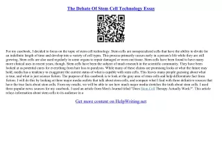 stem cell research controversy essay