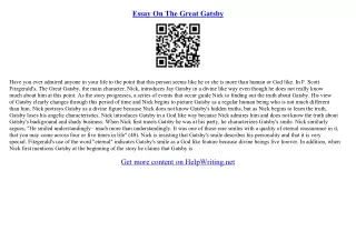 essays about the great gatsby