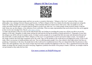 allegory of the cave essay