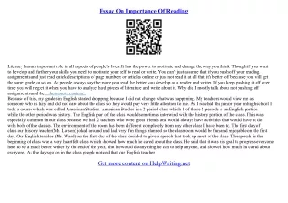 importance of reading essay