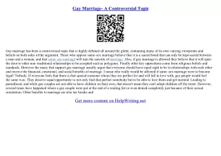 gay marriage essay topics