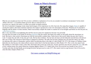 what is poverty essay