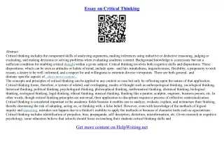 critical thinking essays