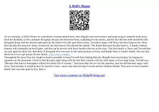 a dolls house essay