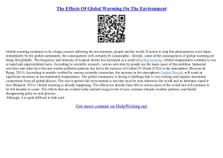 effects of global warming essay