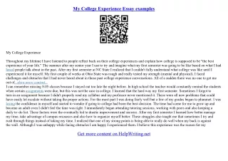 college entrance essay sample