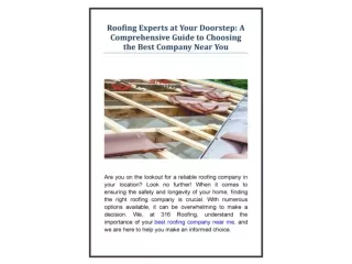 Roofing Experts at Your Doorstep A Comprehensive Guide to Choosing the Best Company Near You