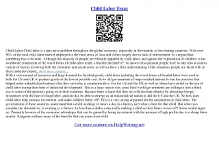 child labour essay