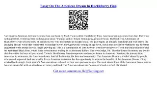 essays on huckleberry finn