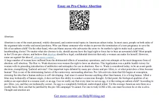 essays on abortion pro choice