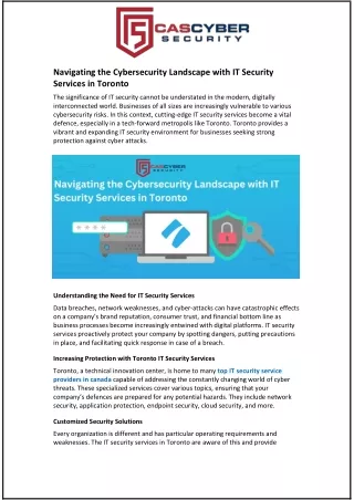 Navigating the Cybersecurity Landscape with IT Security Services in Toronto