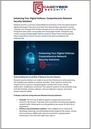 Enhancing Your Digital Defense: Comprehensive Network Security Solutions