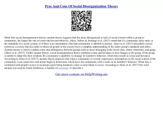 social disorganization theory essay