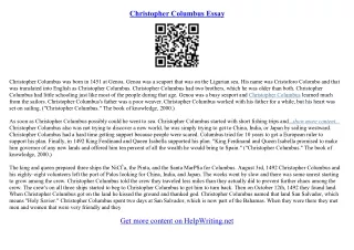 christopher columbus essay