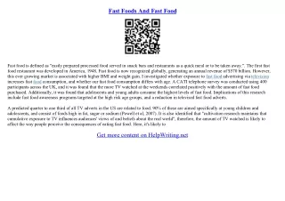 fast food essay topics