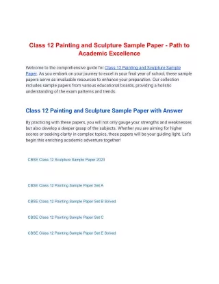 Class 12 Painting and Sculpture Sample Paper - Path to Academic Excellence