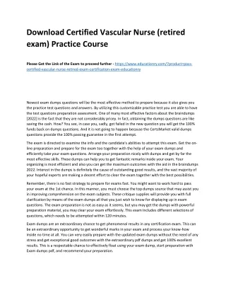 Download Certified Vascular Nurse (retired exam) Practice Course