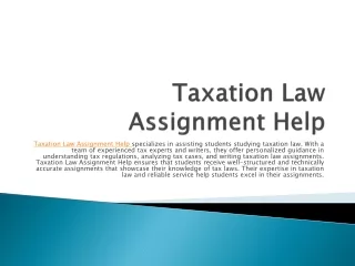 Taxation Law Assignment Help