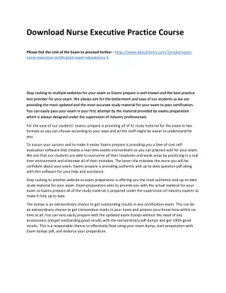 Download Nurse Executive Practice Course