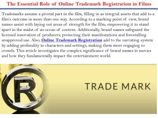 The Essential Role of Online Trademark Registration in Films