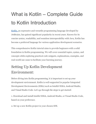 What is Kotlin – Complete Guide to Kotlin Introduction