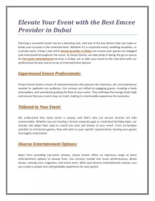 Elevate Your Event with the Best Emcee Provider in Dubai