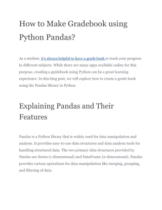 How to Make Gradebook using Python Pandas