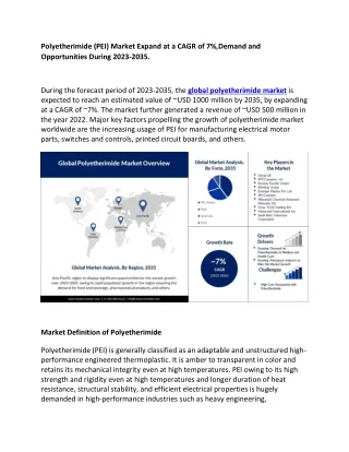 Polyetherimide Market