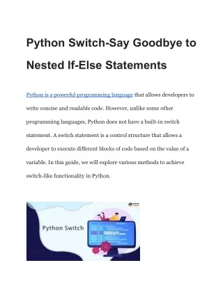 Python Switch-Say Goodbye to Nested If-Else Statements
