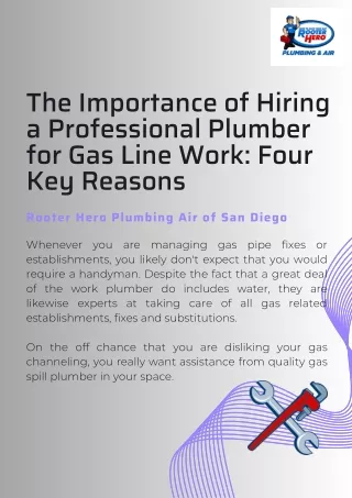 The Importance of Hiring a Professional Plumber for Gas Line Work Four Key Reasons