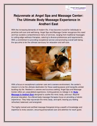 Body Massage in Andheri East