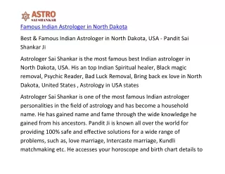 Famous Indian Astrologer in North Dakota