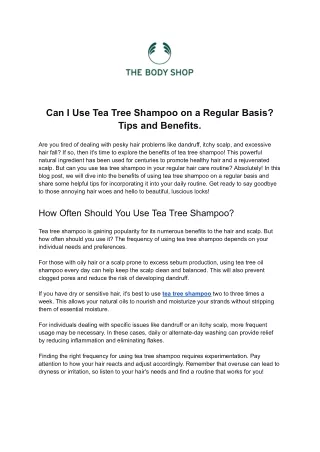 Can I Use Tea Tree Shampoo on a Regular Basis Tips and Benefits.