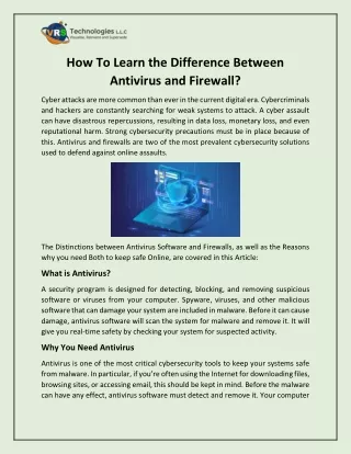 How To Learn the Difference Between Antivirus and Firewall?