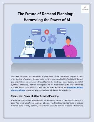 The Future of Demand Planning: Harnessing the Power of AI